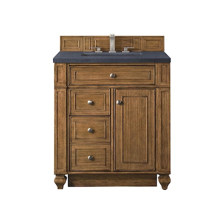 James Martin Vanities Bristol 30in Single Vanity, Saddle Brown w/ 3 CM Charcoal Soapstone Quartz Top 157-V30-SBR-3CSP